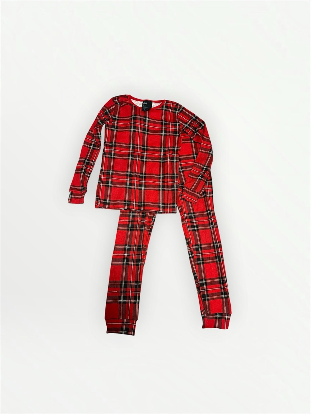 Red and Black Plaid Kids Pajama Set Sz 7